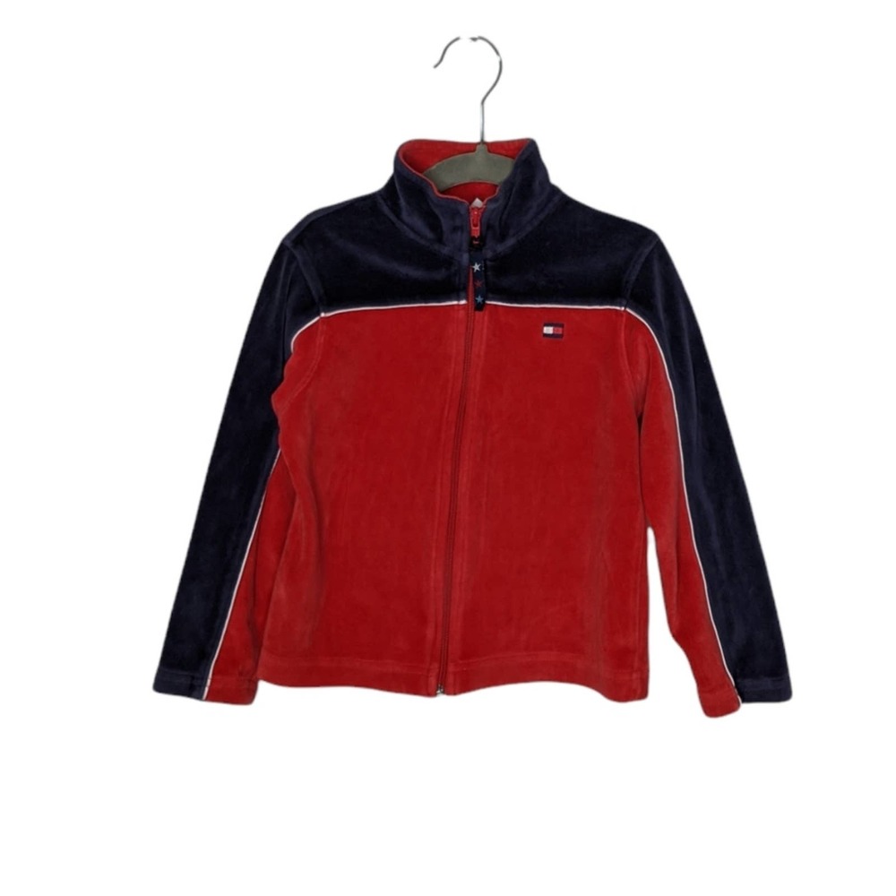 Vintage Tommy Hilfiger Velour Velvet Zip Jacket Youth Size 5 VTG